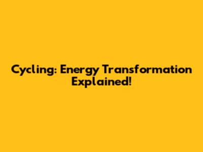Cycling: Energy Transformation Explained!