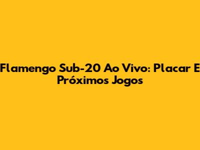 Flamengo Sub-20 Ao Vivo: Placar E Próximos Jogos