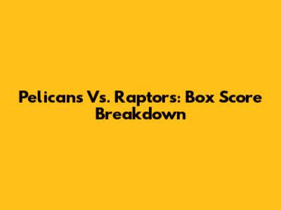 Pelicans Vs. Raptors: Box Score Breakdown