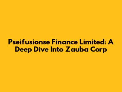 Pseifusionse Finance Limited: A Deep Dive Into Zauba Corp